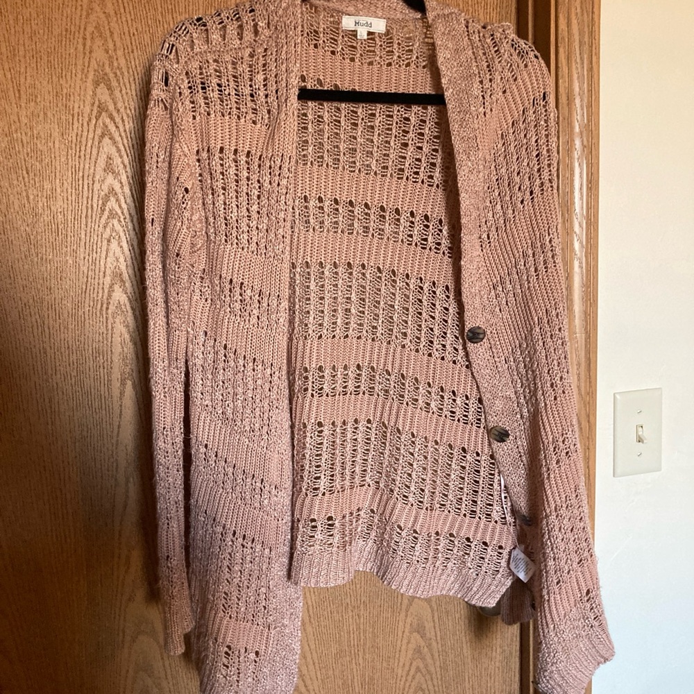 Mudd Women's Mauve Open-Knit Cardigan